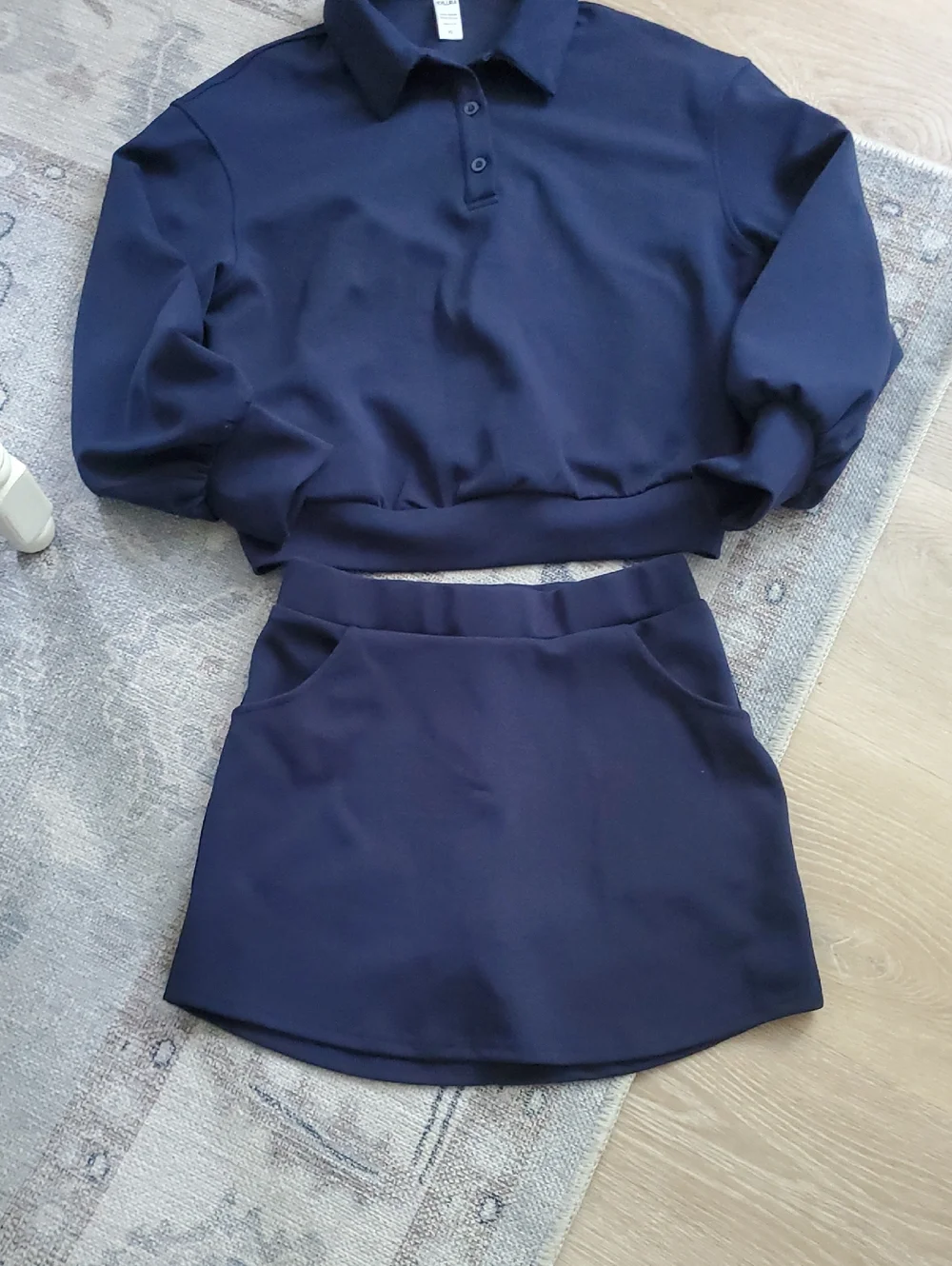 Exlura Matching Set Navy Collared Pullover with Skort Outfit SzXS